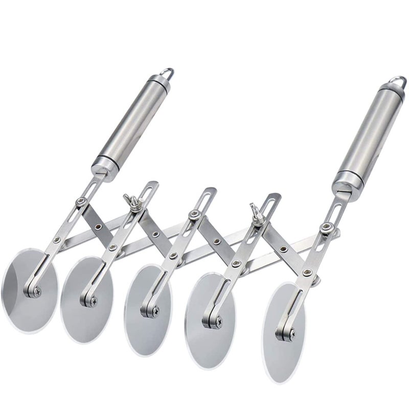 Juome 5 Wheel Pastry Cutter Stainless Pizza Slicer Multi-Round Dough Cutter Roller Cookie Pastry Knife Divider with Handle - Image 1